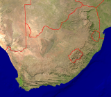 Südafrika Satellit + Grenzen 800x701